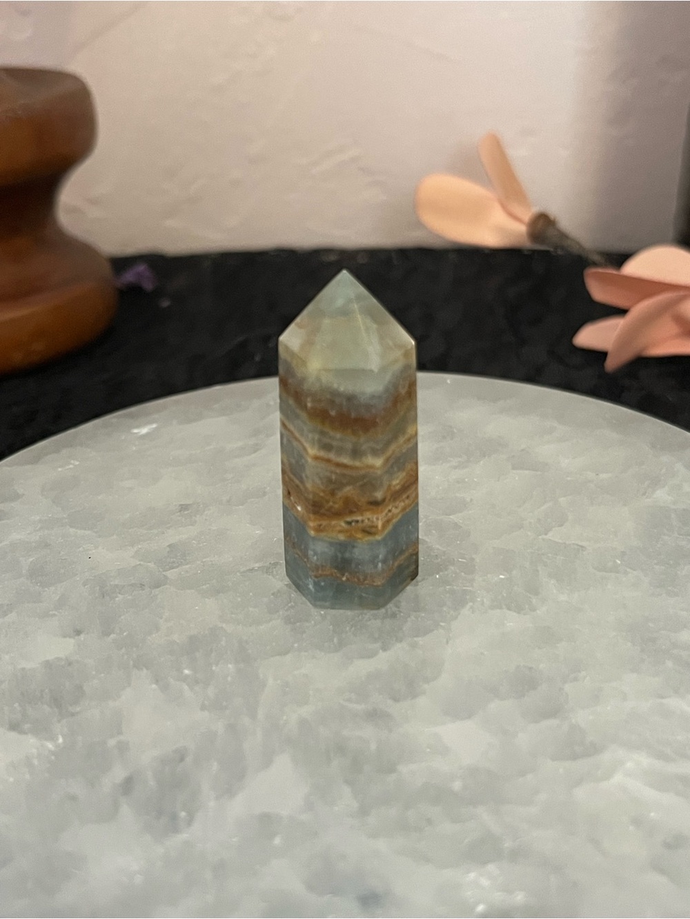 Blue Onyx Lemurian Calcite Obelisk Crystal Tower Large Polished Natural Stone